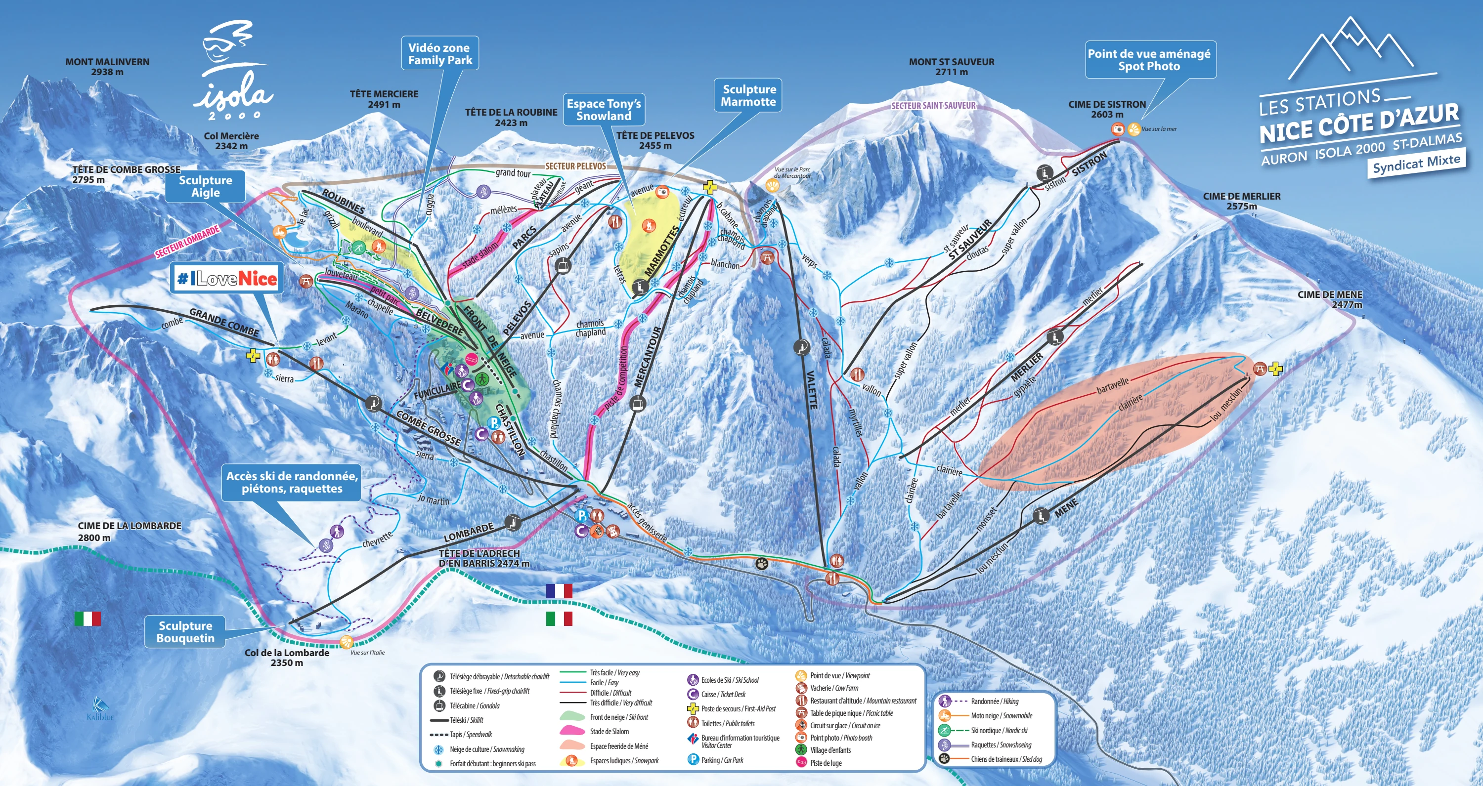 Plan des pistes de Isola 2000
