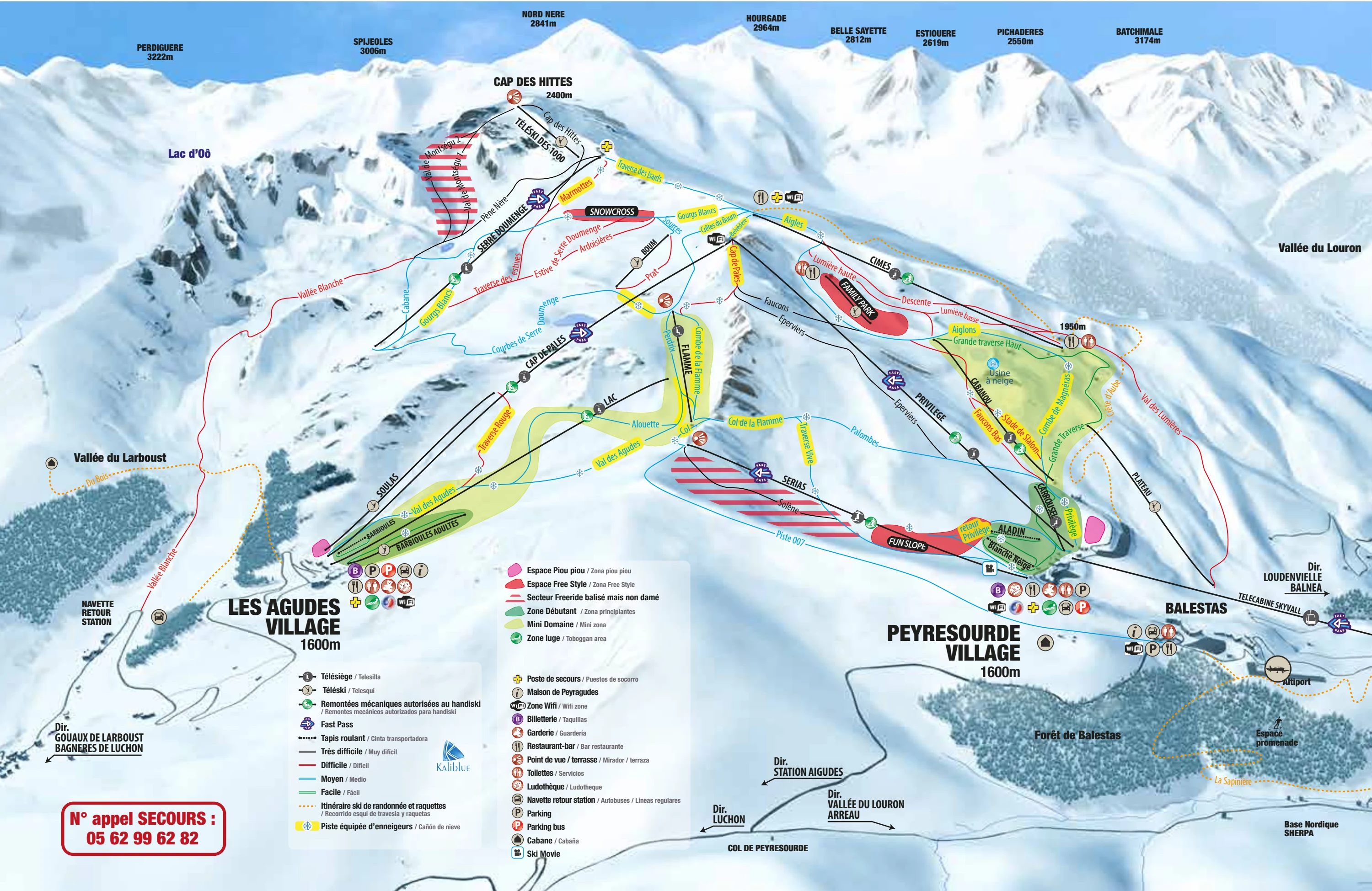 Plan des pistes de Peyragudes