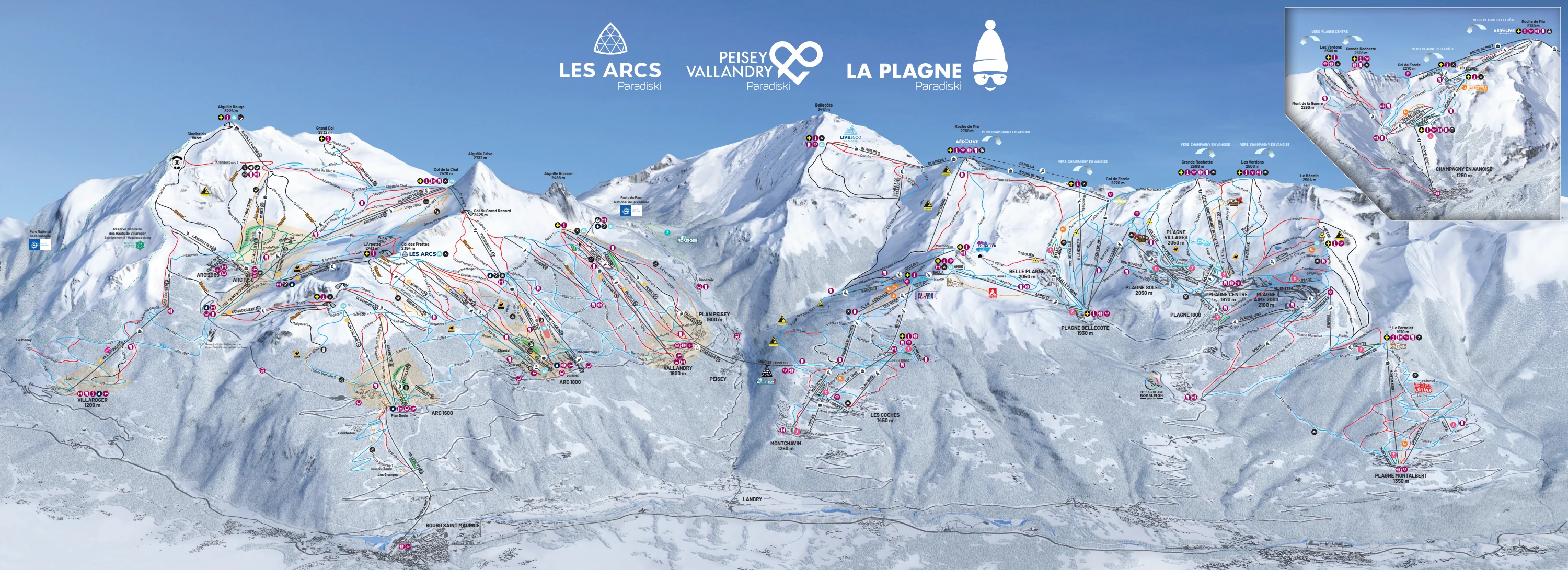 Plan des pistes de La Plagne
