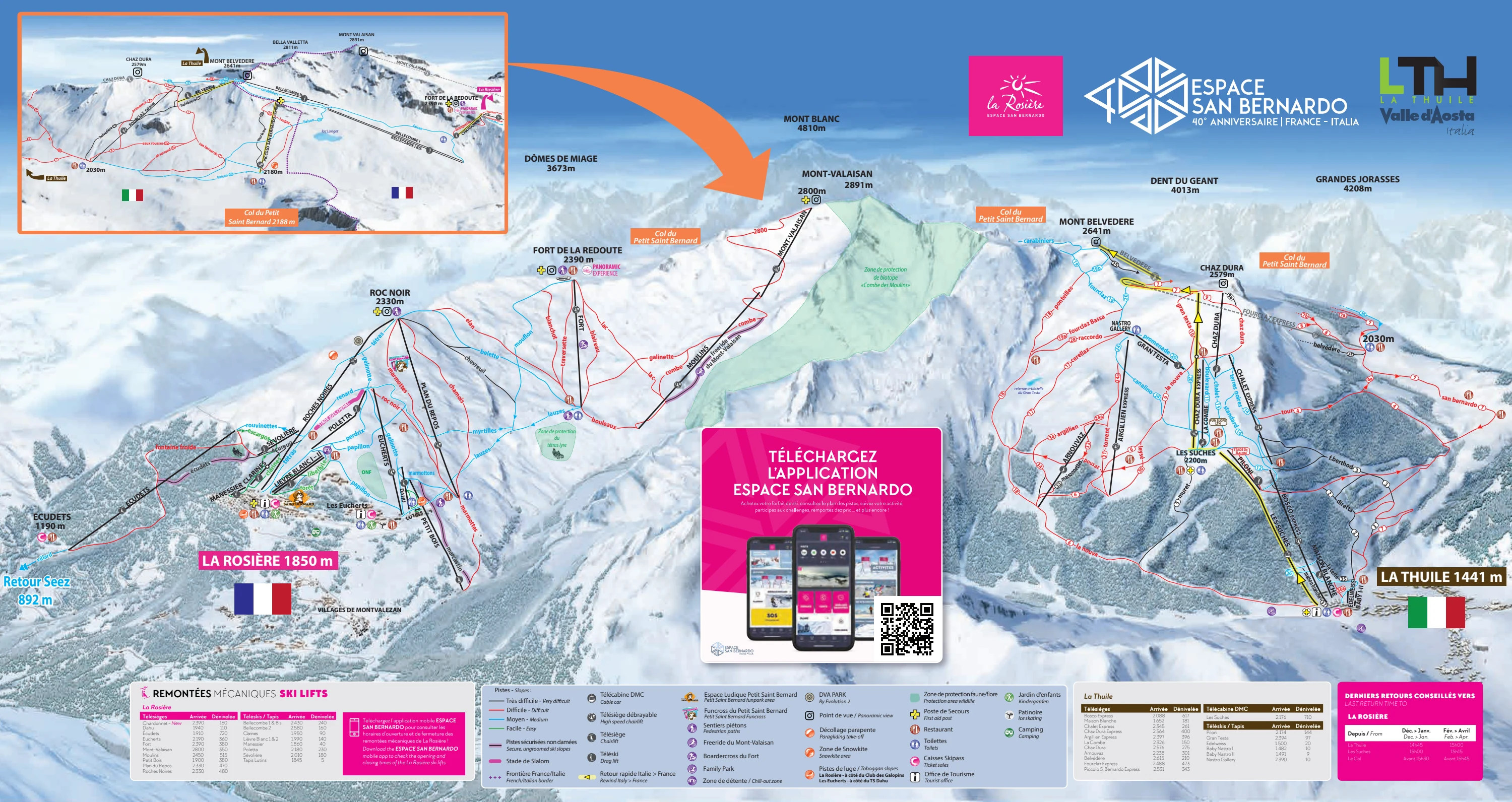 Plan des pistes de La Rosière – Espace San Bernardo
