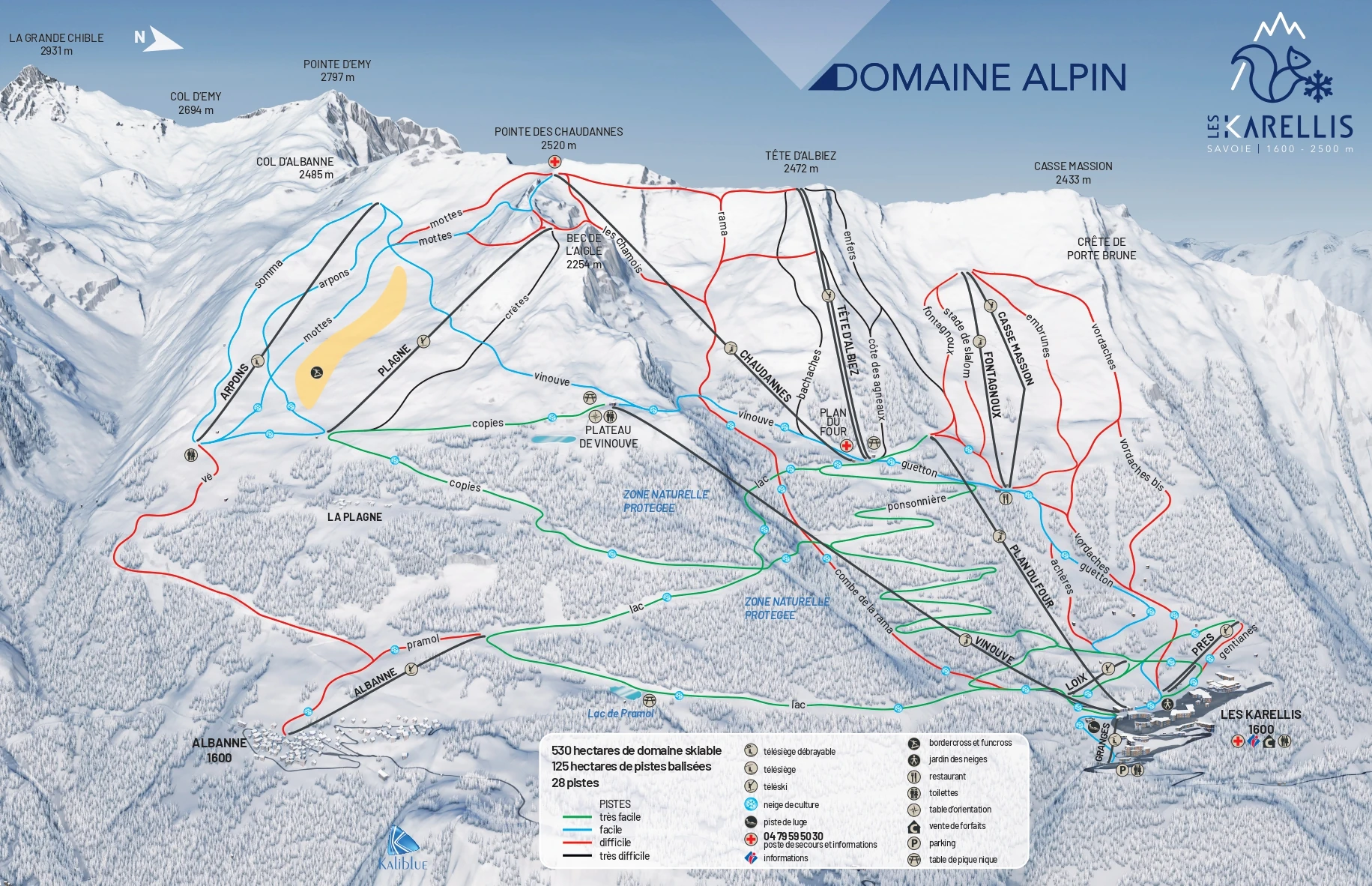 Plan des pistes des Karellis