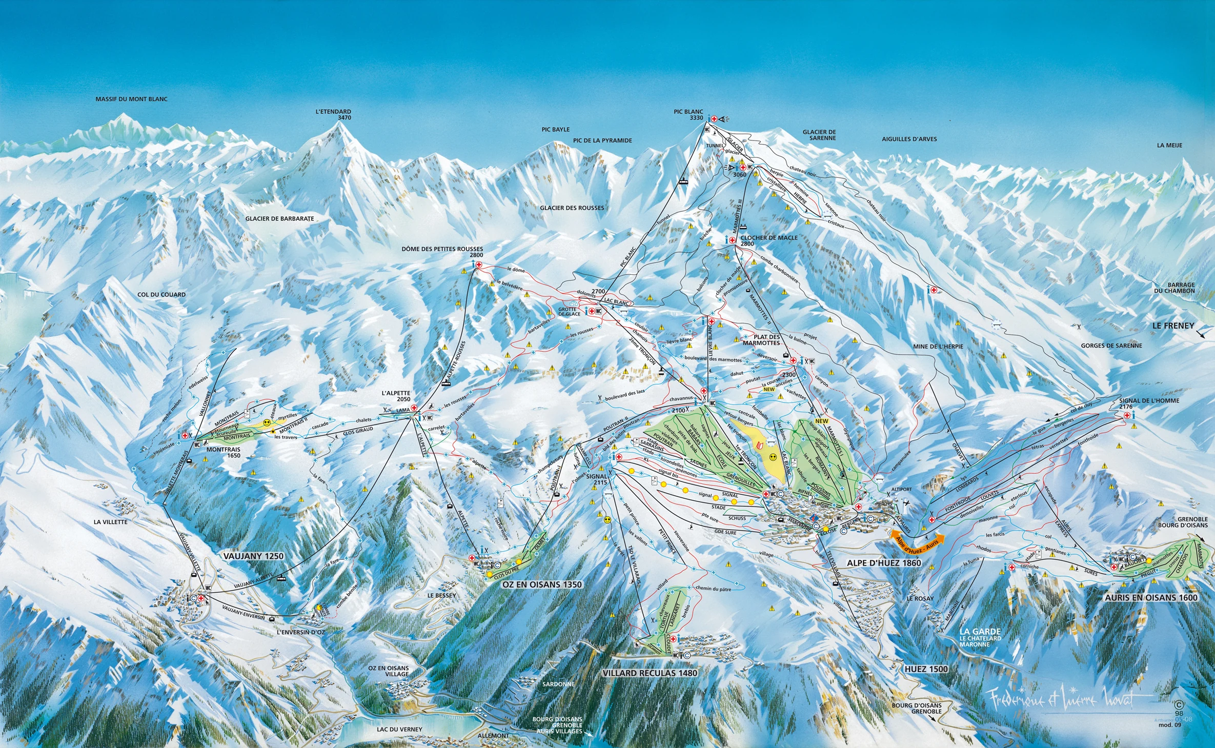 Plan des pistes de Vaujany