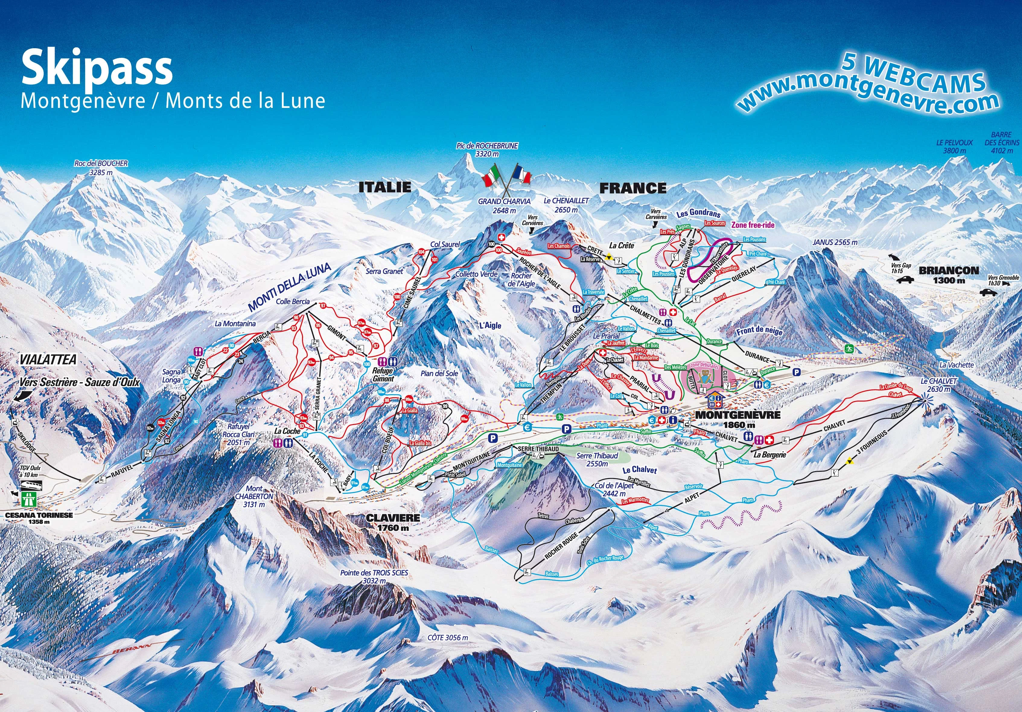 Plan des pistes de Montgenèvre