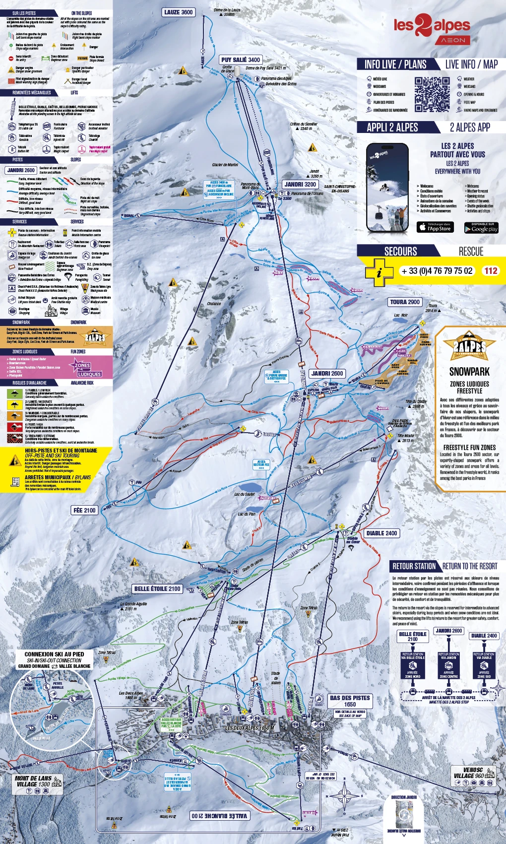 Plan des pistes de Les 2 Alpes