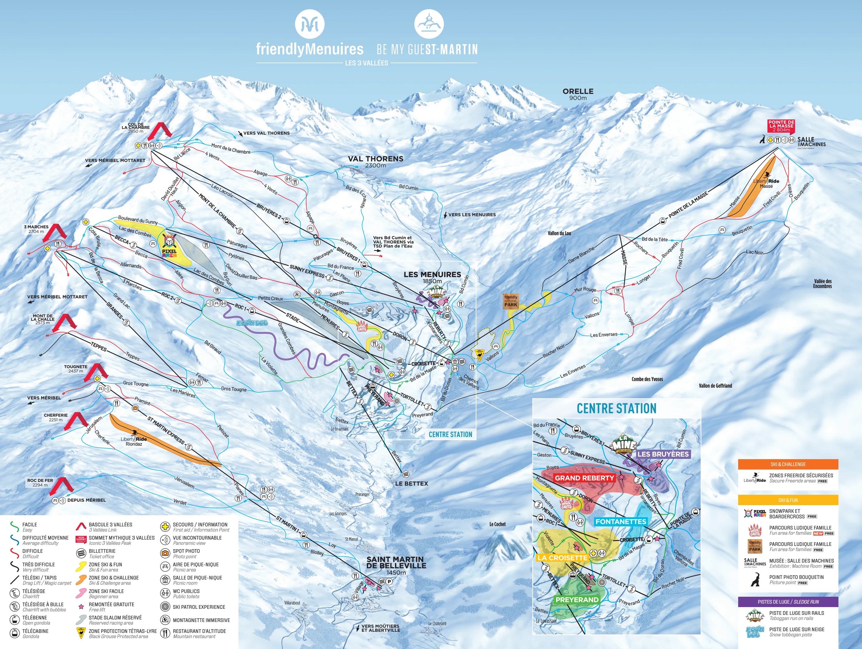 Plan des pistes de Les Menuires