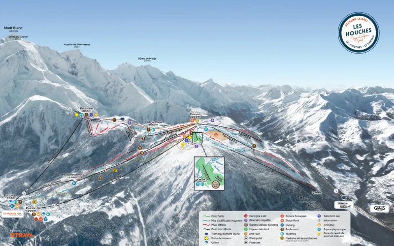 Plan des pistes des Houches